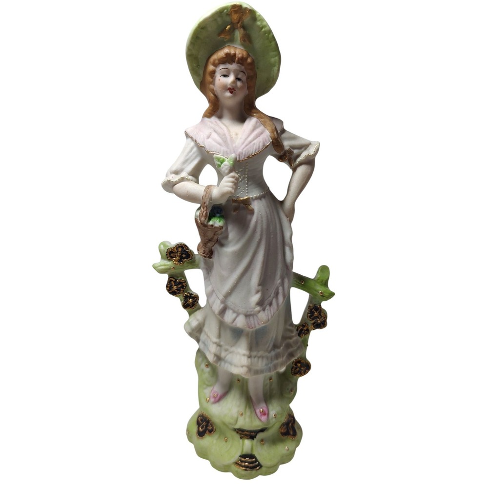 Vintage‎ Normally China Figurine Hand Painted Made In Japan Gold Beads Victorian